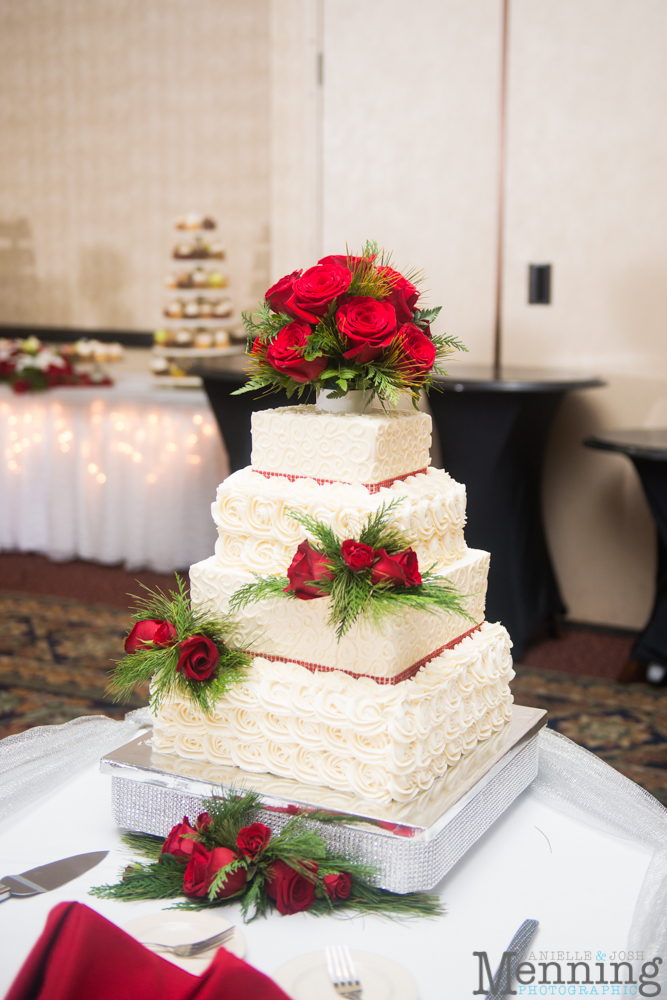 red and white wedding cake