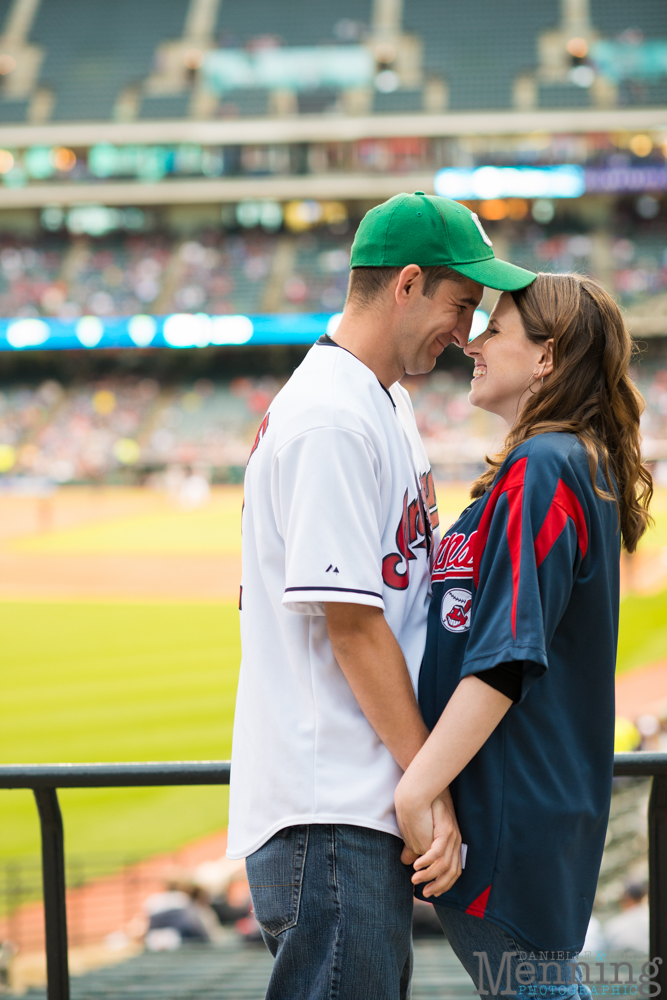 baseball themed engagement session in a ballpark