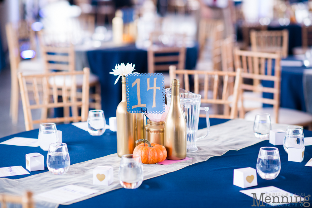 gold & navy wedding decor