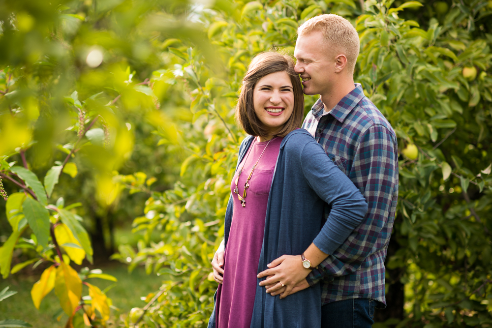 fall apple orchard engagement photos