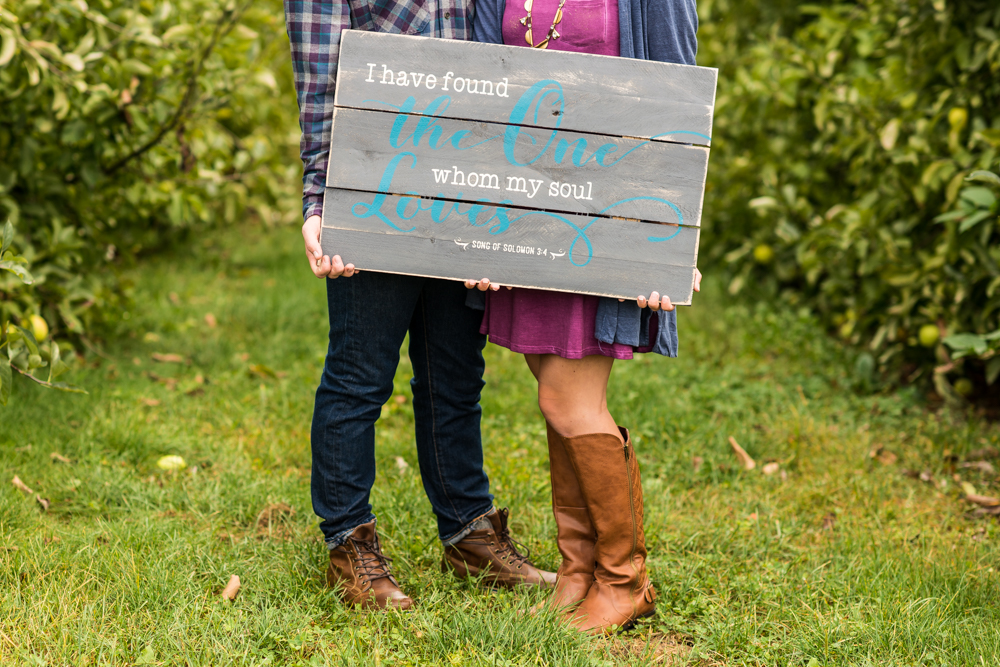 fall apple orchard engagement photos