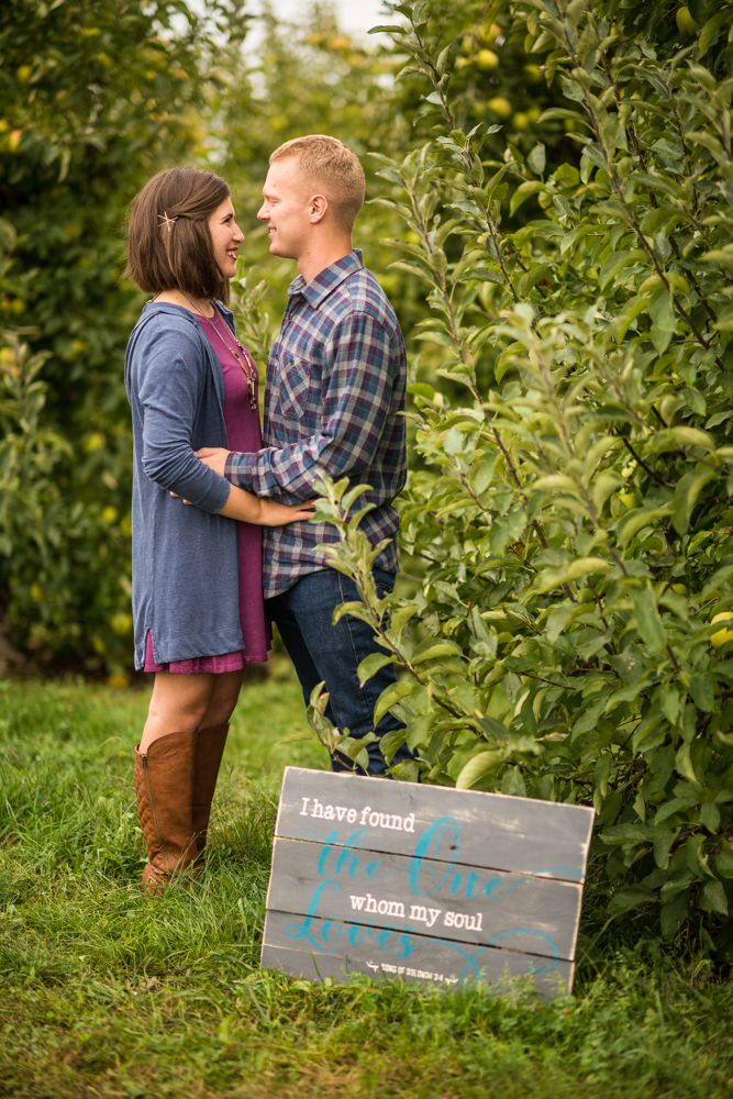 fall apple orchard engagement photos