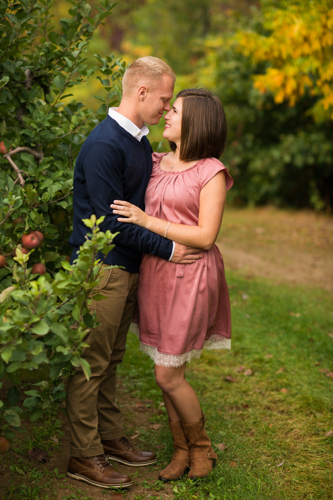 fall apple orchard engagement photos