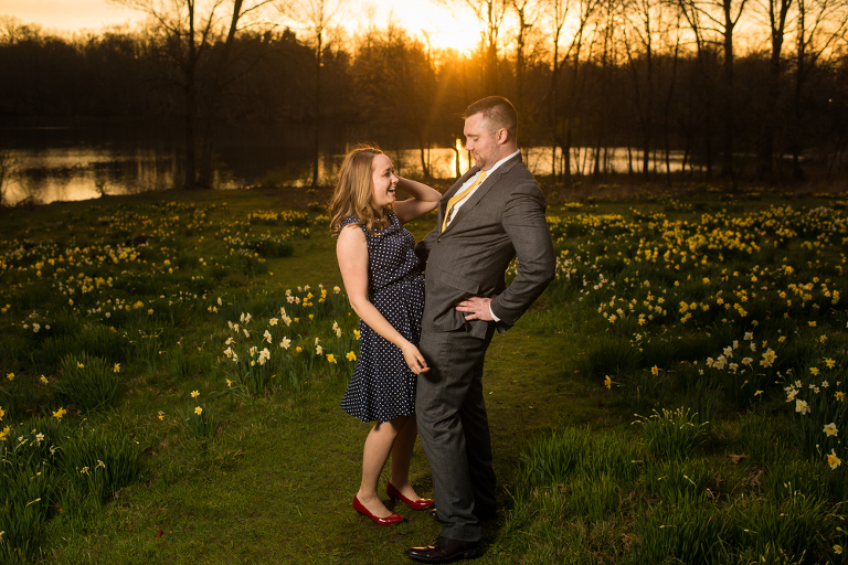 Daffodil Meadow Spring Engagement Photos In Mill Creek Park