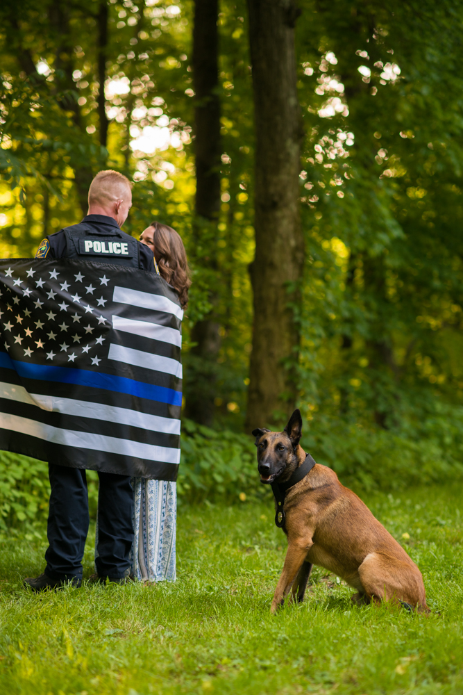police engagement session thin blue line police dog